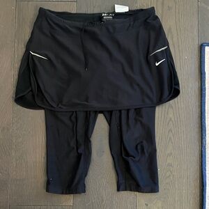 Nike Black Skirted Leggings with Reflective Details